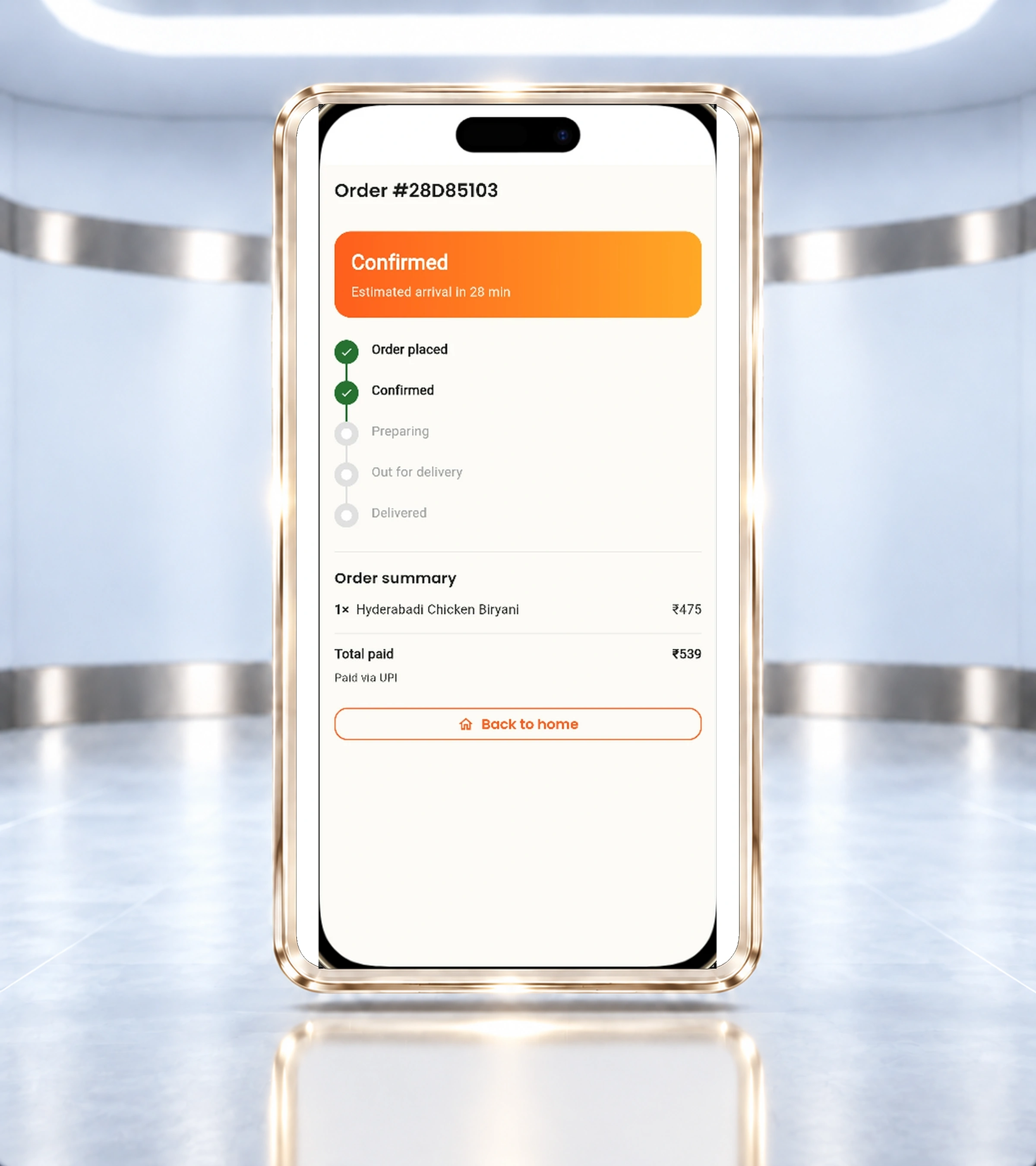 Savora live order tracking screen